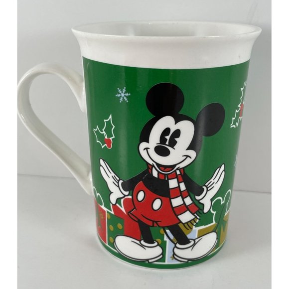 Disney Mickey Mouse Ceramic Green Christmas Coffee Tea Cup Mug 2013 Presents - Picture 3 of 7